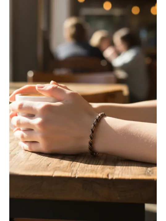 Tork Model %100 Saf Bakır Erkek Kadın Bileklik – Metal Kutu ve Doğal Taşlar