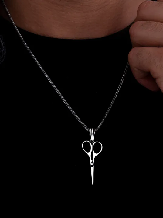 Erkek Gümüş Kolye - Makas Figürlü Gümüş Model 2 Erkek Kolye