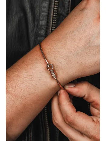 Erkek Gümüş Bileklik - El Yapımı Rose Kaplama (Kararmaz) Zahit Erkek Bileklik Kelepçe