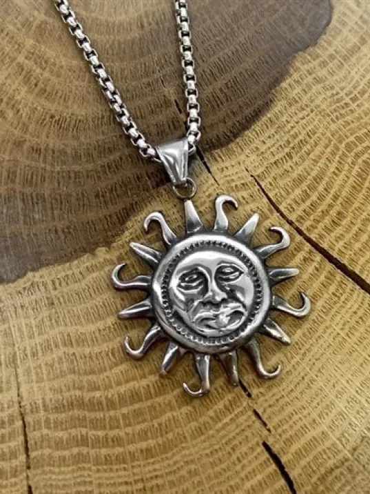 Güneş Figürlü Paslanmaz Çelik Erkek Kolye CKLGMSGUNES