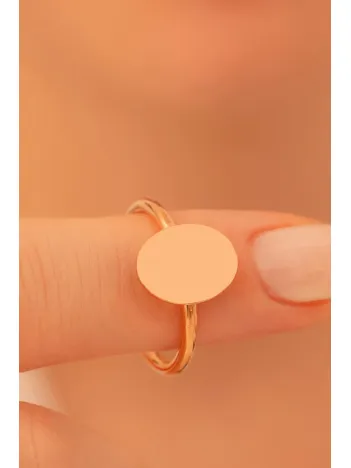 Kadın Gümüş Yüzük - El İşçiliği Rose Kaplama Elips Motifli İnce Kadın Yüzük