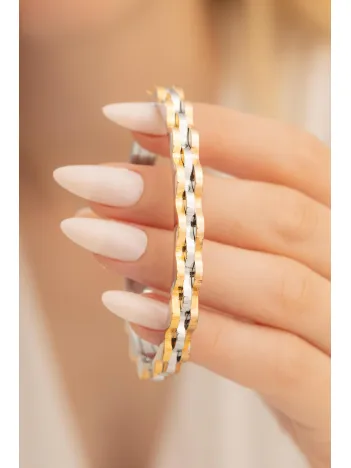 Kadın Çelik Bileklik - Rose Kaplama Lüks Bukle Model Kadın Kelepçe