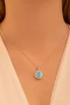 Kadın Gümüş Kolye - Damla Model Mavi Topaz Taşlı Baget Süslemeli Rodyumlu Kadın Kolye Kadın Gümüş Kolye - Damla Model Mavi Topaz Taşlı Baget Süslemeli Rodyumlu Kadın Kolye