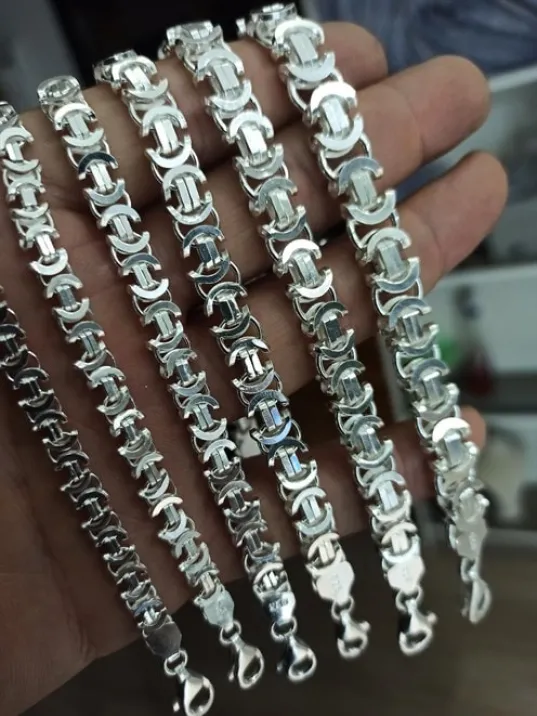 925 Ayar Gümüş Erkek Bileklik Künye Parlak Euro Kral Model 925 Ayar Gümüş Erkek Bileklik Künye Parlak Euro Kral Model