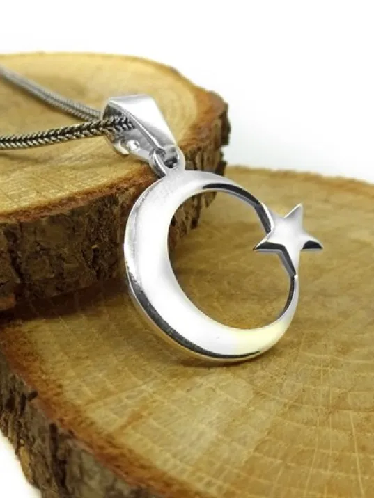 Ay Yıldız Model Erkek Gümüş Kolye Zincir GKLAYYILDIZ-GMS Ay Yıldız Model Erkek Gümüş Kolye Zincir GKLAYYILDIZ-GMS