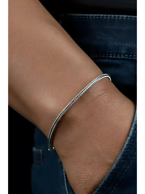 Erkek Gümüş Bileklik - 2.2 mm Tilki Kuyruğu Model Gümüş Bileklik