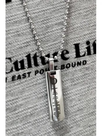 Spotify Şarkı Kodlu Çelik Yassı Çubuk Kolye Top Zincir CKLSPOTYKLY-YSL