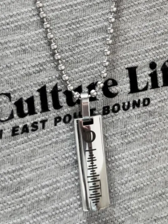 Spotify Şarkı Kodlu Çelik Yassı Çubuk Kolye Top Zincir CKLSPOTYKLY-YSL