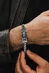 Erkek Gümüş Bileklik - Çift Selçuklu Kartalı İşlemeli Gurmet Model 925 Ayar Erkek Bileklik