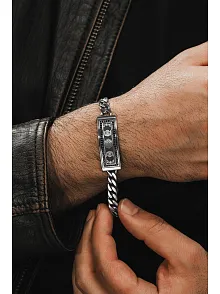 Erkek Gümüş Bileklik - Çift Selçuklu Kartalı İşlemeli Gurmet Model 925 Ayar Erkek Bileklik