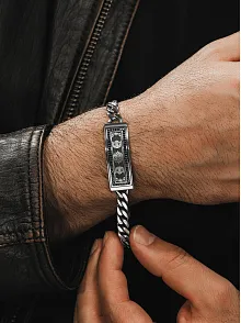 Erkek Gümüş Bileklik - Çift Selçuklu Kartalı İşlemeli Gurmet Model 925 Ayar Erkek Bileklik