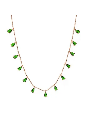 Zümrüt Taşlı Bayan Gümüş Kolye