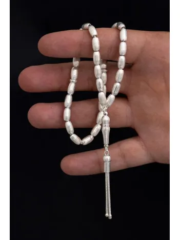 Gümüş Tespih Çizgili Büyük Boy 22gr