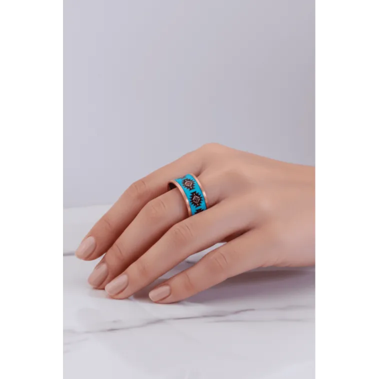 Kadın Bakır Yüzük - Charmaleon Model Özel Baskı Metal Kutu Ve Kuvars Taşı Kadın Bakır Yüzük - Charmaleon Model Özel Baskı Metal Kutu Ve Kuvars Taşı