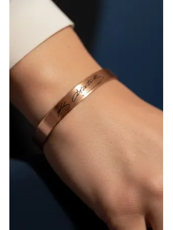 Erkek Kadın Bakır Bileklik - Model 2 Mustafa Kemal Atatürk İmzalı Bakır Bilezik