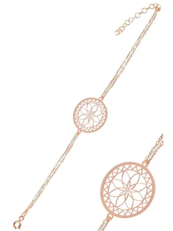Rose Lotus Çiçeği Model Kadın Gümüş Bileklik GBLLTSCCGM1-ROS