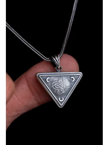 Gümüş Cevşen Muska Erkek Kolye Zincir Üç Hilal Tuğra Motifli Gümüş Cevşen Muska Erkek Kolye Zincir Üç Hilal Tuğra Motifli