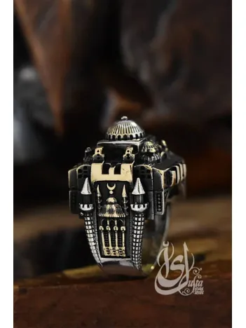 İslam Usta Tasarımı Gümüş Kubbe Model Gümüş Erkek Yüzük GYZISLMSTM2-GMS