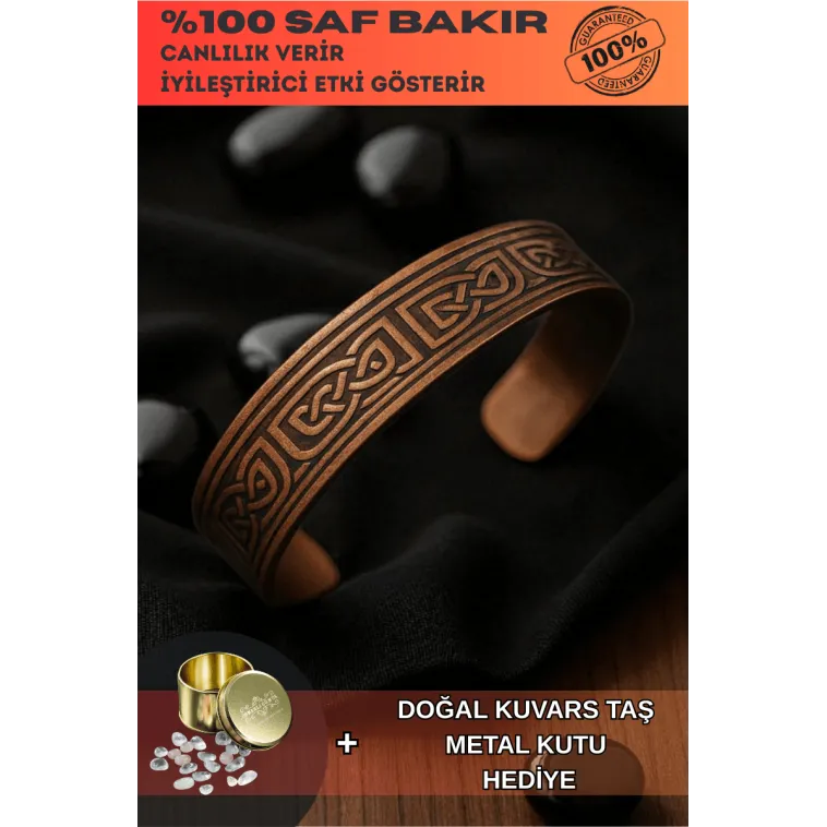 Erkek Kadın Bakır Bileklik - Alpha Model Bakır Bilezik Metal Kutu Ve Kuvars Taşlı Erkek Kadın Bakır Bileklik - Alpha Model Bakır Bilezik Metal Kutu Ve Kuvars Taşlı