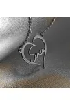 Kişiye Özel Kalp İçinde İmza İsim Yazılan Bayan Gümüş Kolye Zincir GKLGMSISIMY