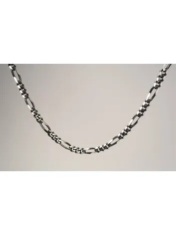 Gümüş Erkek Kolye Zincir Özel Üretim Oksitli Figaro İnce Model