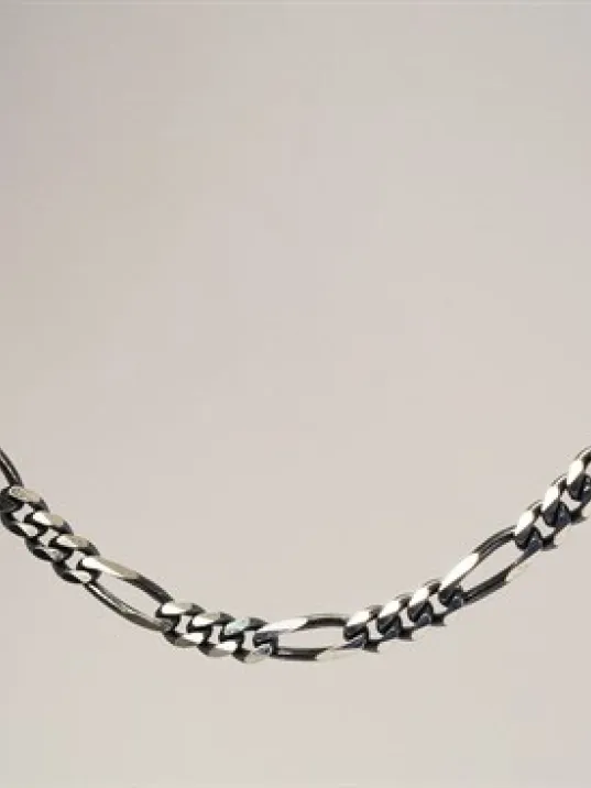 Gümüş Erkek Kolye Zincir Özel Üretim Oksitli Figaro İnce Model