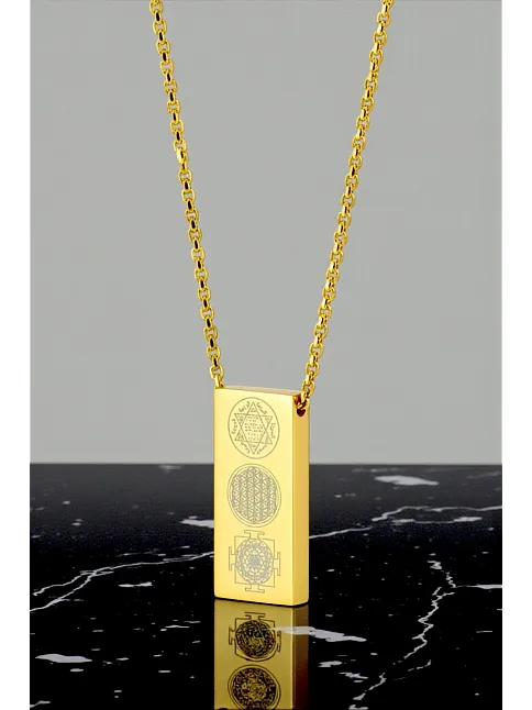 YantraX Zarif Çelik Kadın Kolye Sayı Sekansları ve Sri Yantra ve Kubera Yantra Sembolü Paslanmaz YantraX Zarif Çelik Kadın Kolye Sayı Sekansları ve Sri Yantra ve Kubera Yantra Sembolü Paslanmaz