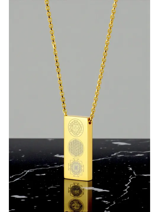 YantraX Zarif Çelik Kadın Kolye Sayı Sekansları ve Sri Yantra ve Kubera Yantra Sembolü Paslanmaz YantraX Zarif Çelik Kadın Kolye Sayı Sekansları ve Sri Yantra ve Kubera Yantra Sembolü Paslanmaz