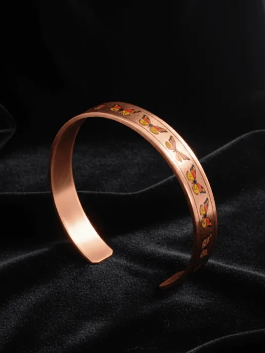 Kadın Bakır Bileklik - Zodia Model Özel Baskı Metal Kutu Ve Kuvars Taşı