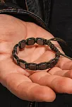 Erkek Kadın Doğal Taş Bileklik - Siyah Hematit Doğal Taşlı Yeşil Makrome Model 2 Unisex Bileklik