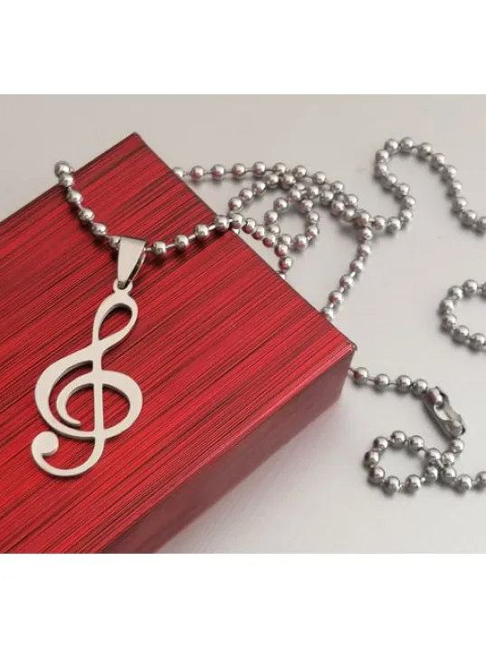 Erkek Kolye - Sol Anahtarı Paslanmaz Çelik Kolye