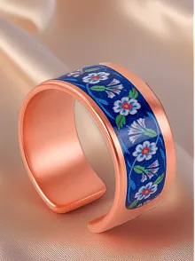 Kadın Bakır Yüzük - Sunflower Model Özel Baskı Metal Kutu Ve Kuvars Taşı