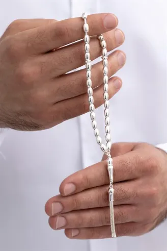 Gümüş Tespih Çizgili Büyük Boy 22gr