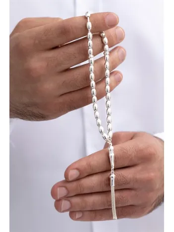 Gümüş Tespih Çizgili Büyük Boy 22gr