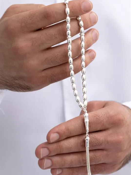 Gümüş Tespih Çizgili Büyük Boy 22gr