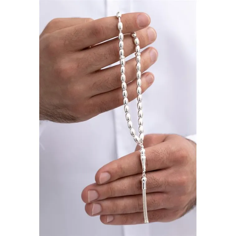 Gümüş Tespih Çizgili Büyük Boy 22gr Gümüş Tespih Çizgili Büyük Boy 22gr