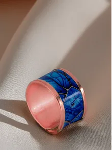 Kadın Bakır Yüzük - Ocean Model Özel Baskı Metal Kutu Ve Kuvars Taşı