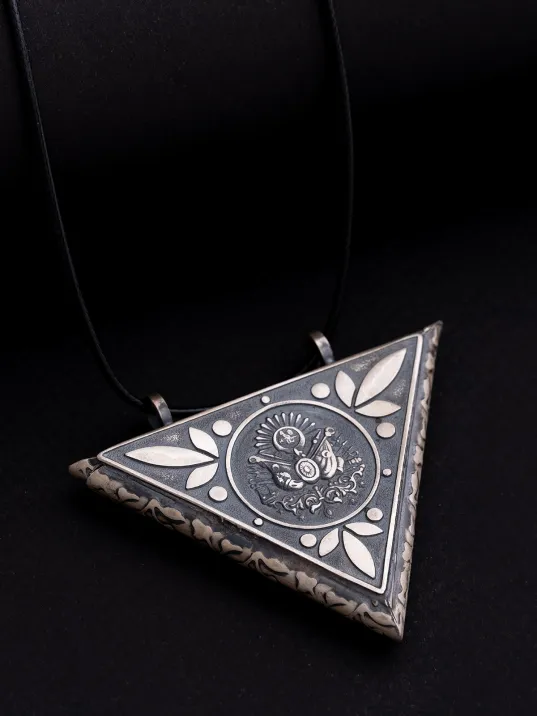 En Büyük Boy Osmanlı Armalı Gümüş Erkek Muska Kolye Cevşen Haznesi