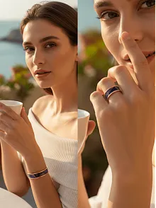 Kadın Bakır Bileklik Yüzük Set - Laura Model Özel Baskı Metal Kutu Ve Kuvars Taşı