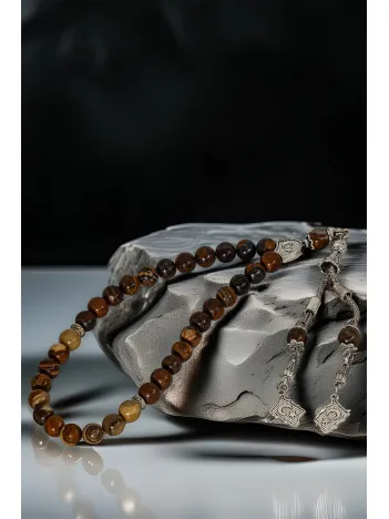 Erkek Doğal Taş Tespih - Doğal Kahverengi Jasper Taşlı Ortaboy Tesbih Erkek Doğal Taş Tespih - Doğal Kahverengi Jasper Taşlı Ortaboy Tesbih