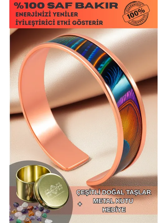 Kadın Bakır Bileklik - Galassia Model Özel Baskı Metal Kutu Ve Doğal Taşlar Kadın Bakır Bileklik - Galassia Model Özel Baskı Metal Kutu Ve Doğal Taşlar