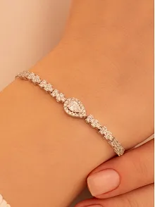 Kadın Gümüş Bileklik - Aylin Damla Model Zirkon Taşlı Kadın Bileklik
