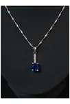 Kadın Gümüş Kolye Bileklik Küpe Set - Lacivert Safir Taşlı Tektaş Model Set