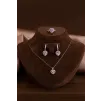 Kadın Gümüş Set - Kalp Model Ametist Taşlı Zirkon Süslemeli Rodyumlu Kadın Set