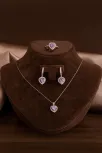 Kadın Gümüş Set - Kalp Model Ametist Taşlı Zirkon Süslemeli Rodyumlu Kadın Set Kadın Gümüş Set - Kalp Model Ametist Taşlı Zirkon Süslemeli Rodyumlu Kadın Set