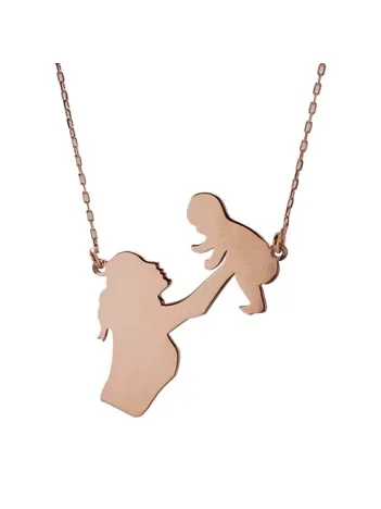 Kadın Anne Bebek Bayan Gümüş Kolye