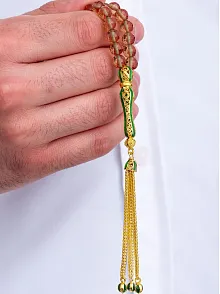 Doğal Taşlı Tespih - Gümüş Püskül Zultanit Taşlı Altın Kaplama Orta Boy Tesbih 7.2mm