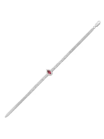 Akis Yakut Taşlı Su Yolu Bayan Gümüş Bileklik