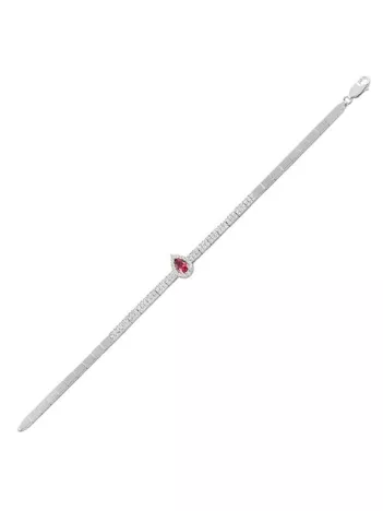 Akis Yakut Taşlı Su Yolu Bayan Gümüş Bileklik