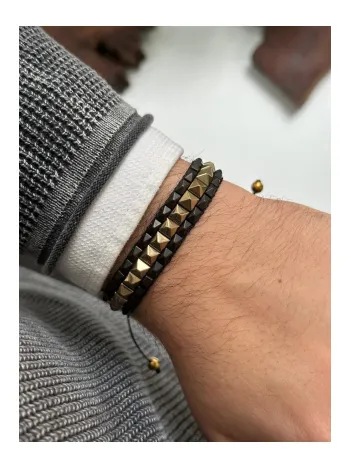 Erkek Hematit Doğal Taşlı Altın Kaplama Üçgen Model Doğal Taş Bileklik Erkek Hematit Doğal Taşlı Altın Kaplama Üçgen Model Doğal Taş Bileklik